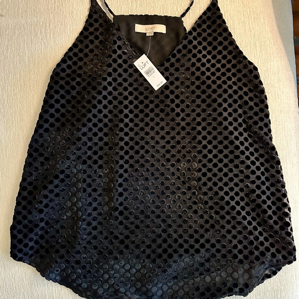 LOFT Dark Camisole with Textured Dots